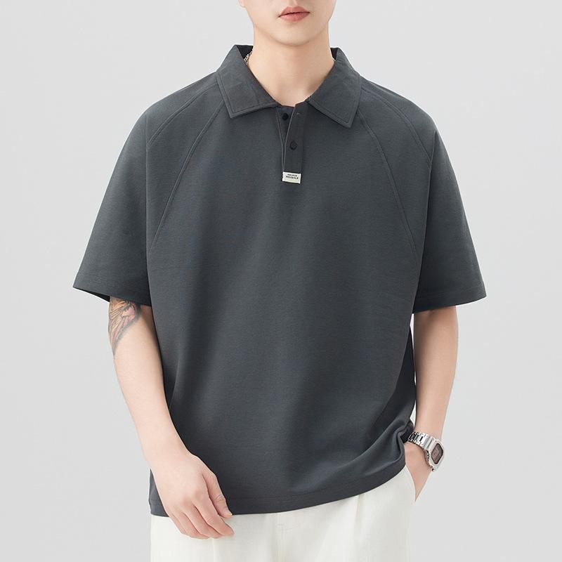 Polo shirt short-sleeved men's 2026 new slim fit breathable pique cotton men's half-sleeved T-shirt lapel raglan