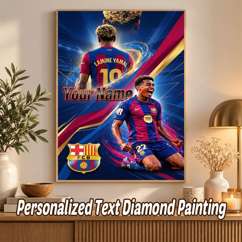 Lamine Yamal Custom Name Text 5D Diamond Painting Kit DIY Full Drill Diamond Art Decoration