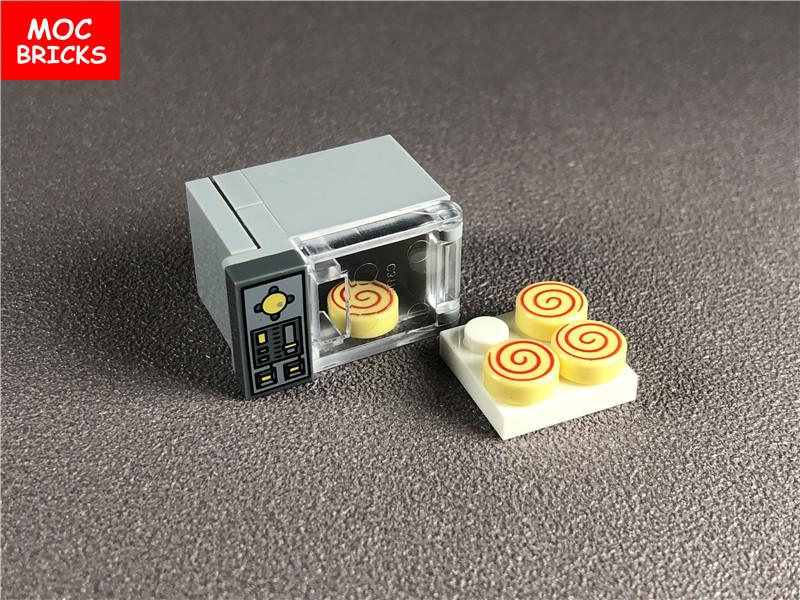 Non-Toxic Set Moc Bricks Diy Microwave Oven Food Biscuits Sushi Donut Sugar Educational Building Blocks Toys For Children Xmas Gifts