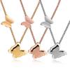 Stainless Steel Double Layer Frosted Butterfly Necklace