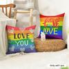 Homosexual Rainbow Flag Cushion Cover Natural Linen Organic Fabric DoubleSided Printing Sofa Home Decor Gift Pillow Case