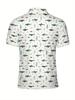 Men's Short Sleeve Polo Shirt with Flat Digital Print Pattern - No Texture