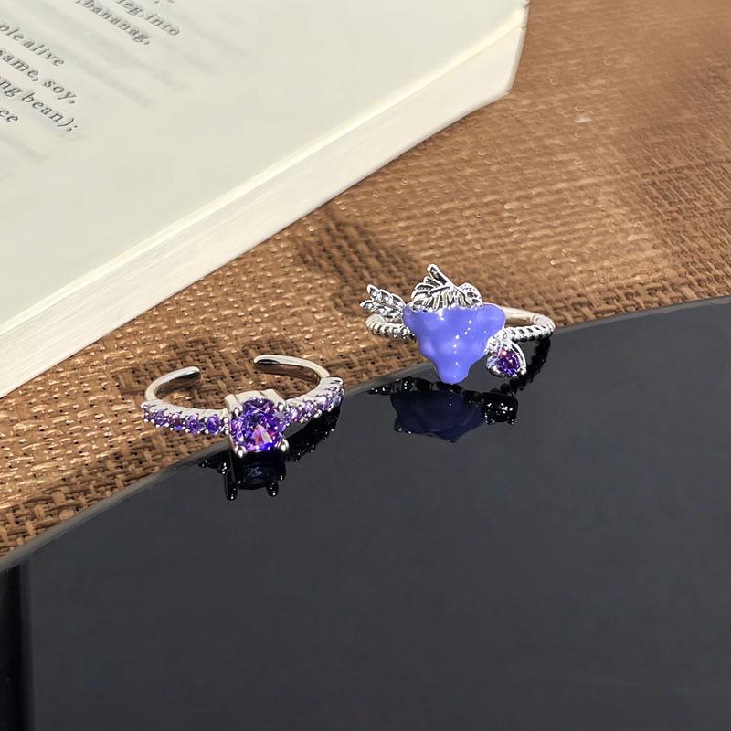 Purple Rhinestone Open Ring: Women's Luxury Grape Fashion Accessory