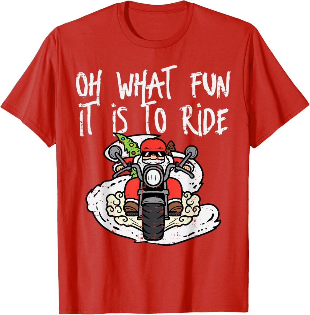 Christmas What Fun Is To Ride Biker Santa Xmas Men T-Shirt Funny T Shirts Offensive Tee Cotton Retro Street Fashion Men's Shirt