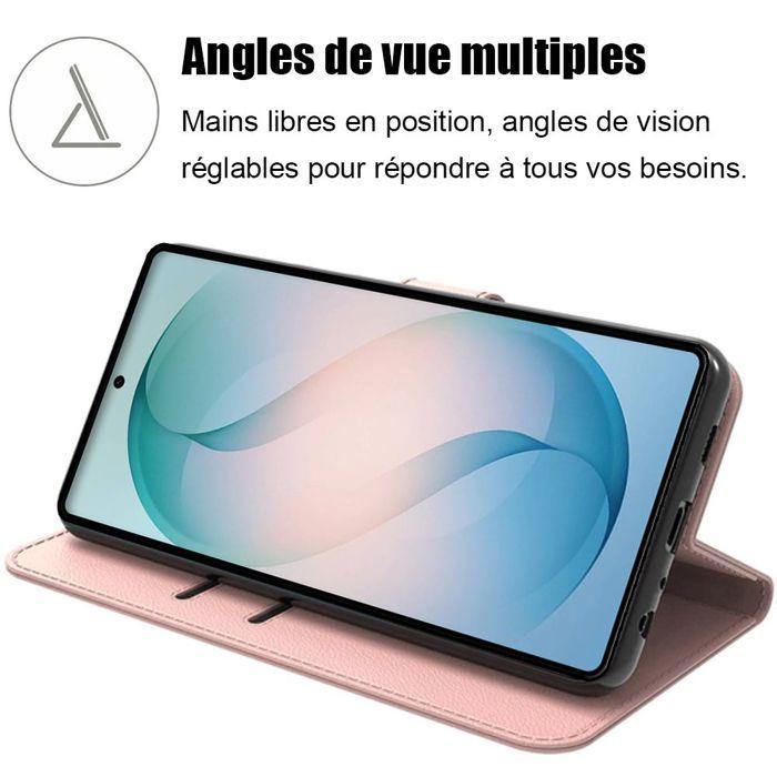 Coque pour Samsung Galaxy S26 Ultra, Protection Flip Case Anti-Rayures Antichoc Effet Cuir Rose