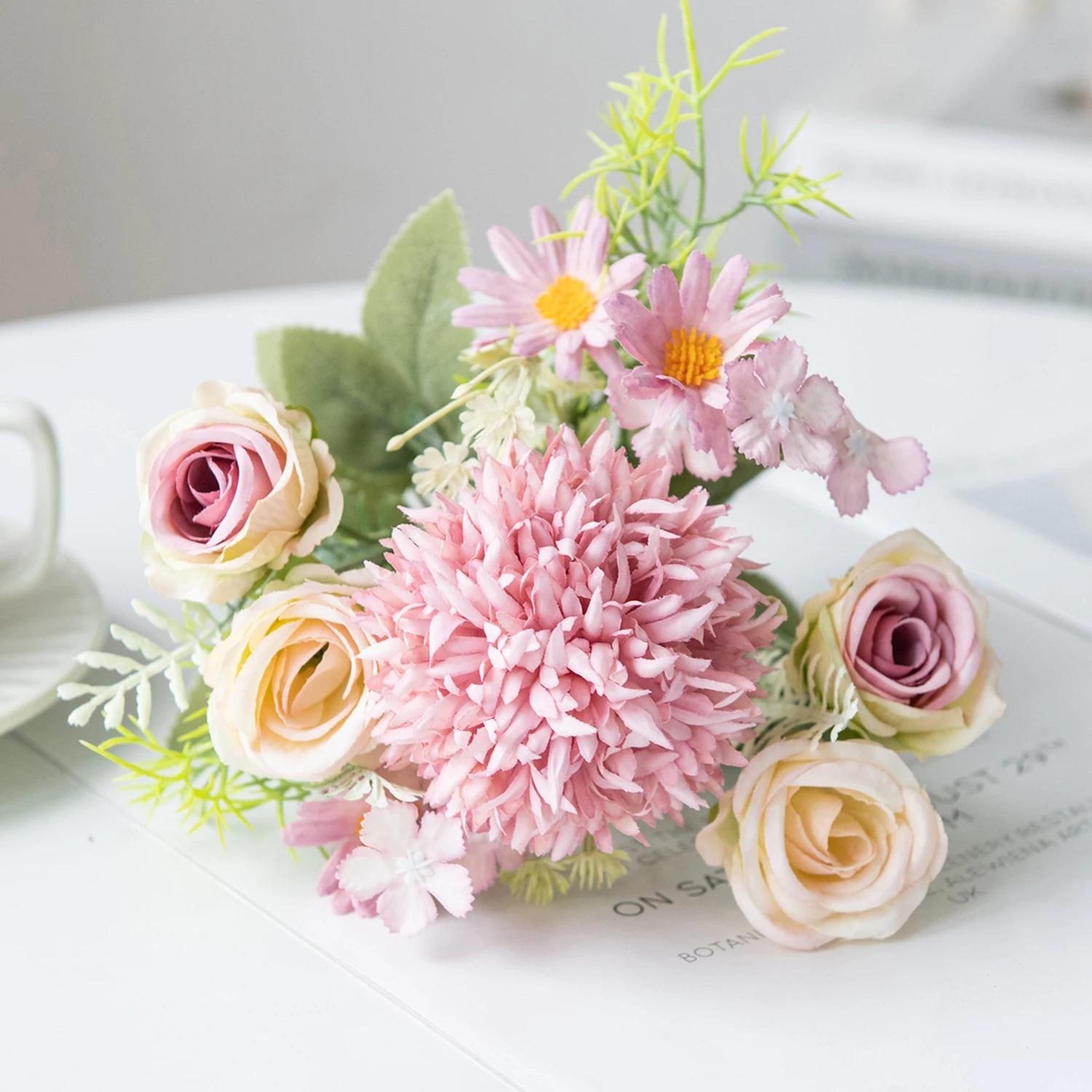 

Beautiful Artificial Flowers Silk Peony For Vase Bride Bouquet Wedding Home Room Table Decoration Fake Floral Hydrangea Gifts фіолетовий