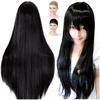 CaseEden Cosplay Wig, Long, Straight, 80cm, Heat-Resistant, Black Hair, Includes 2 Wig Nets