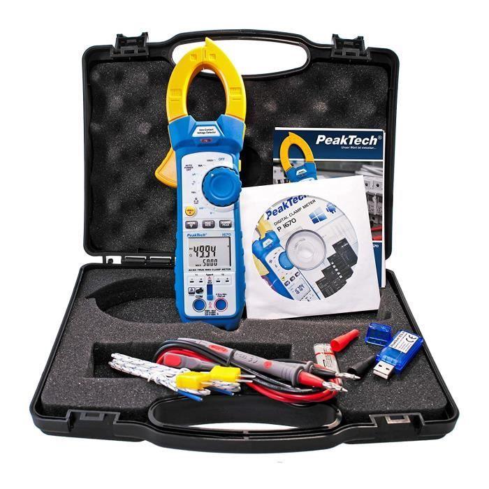 Pince ampermètrique - peaktech - 1670 - 1000a ac/dc - bluetooth 4.0 - éclairage led
