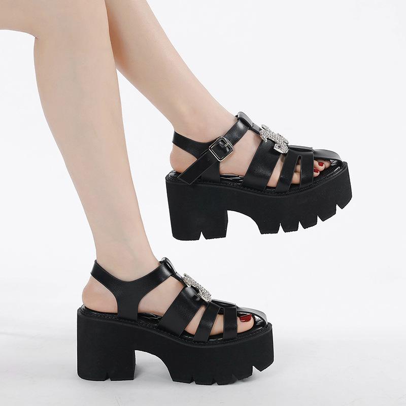 

Cross strap masonry buckle breathable non-slip casual thick-soled thick-heeled soft-soled sandals 35