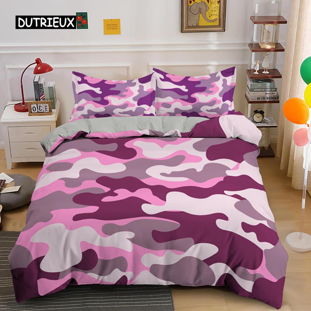 Οικιακά Υφάσματα Δροσερό Αγόρι Κορίτσι Παιδί Ενήλικας Σετ Πάπλωμα Κάλυμμα Πάπλωμα Σετ Κλινοσκεπασμάτων Καμουφλάζ King Queen Δίκλινο Καλύμματα Παπλώματος Με Μαξιλαροθήκη