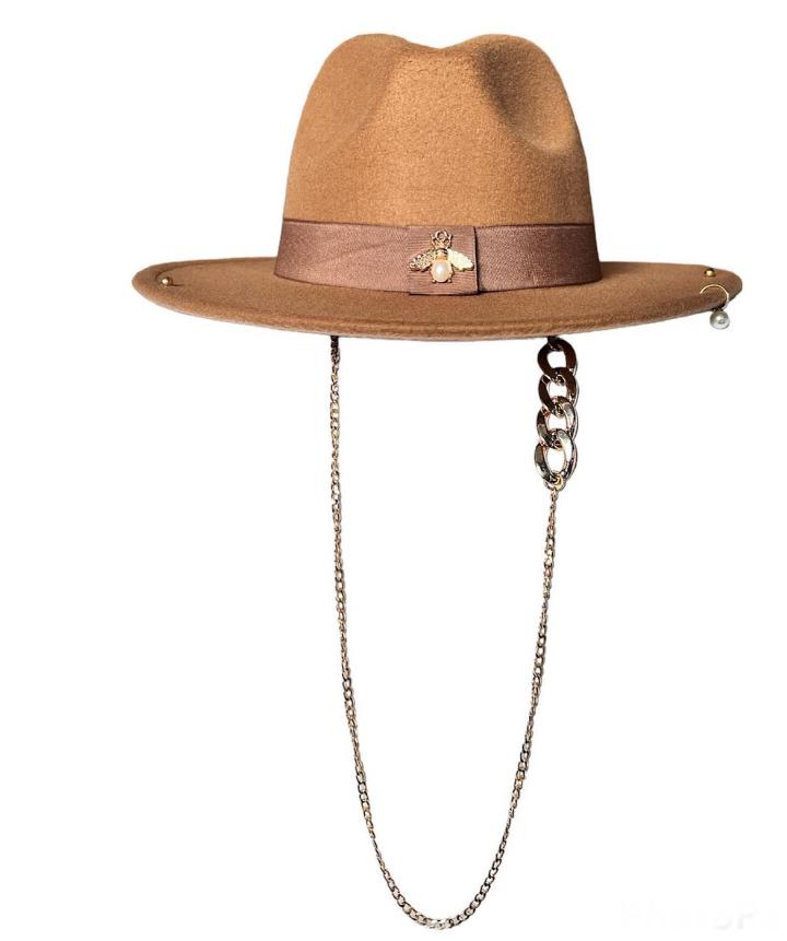 

Fedora Hats Punk Pearl Chain DIY Green Hats Support Various Hats Customized Punk Hats for Men and Women Gorras para hombres 56-58cm