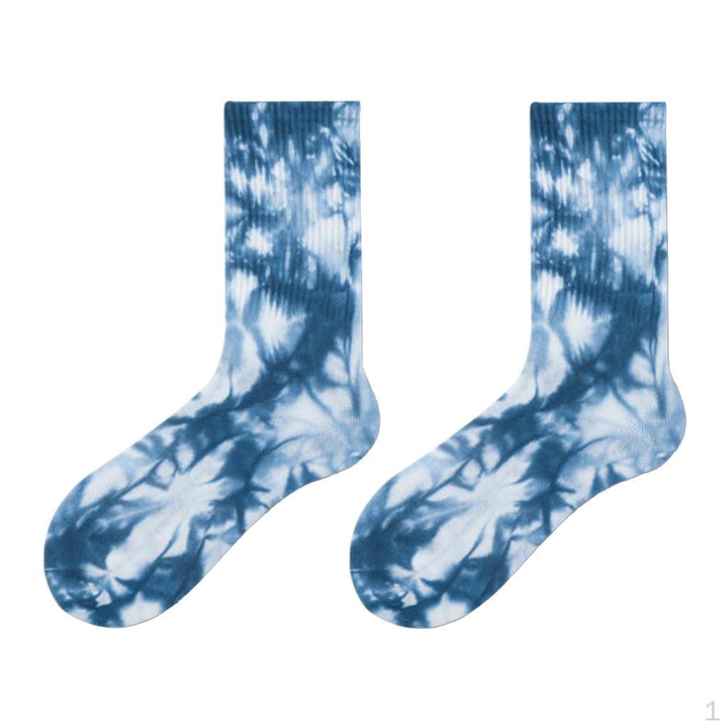 Pair Tie-dyed Crew Hipster Printed Socks