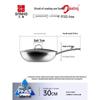 Sanhe 30cm Uncoated 304 Stainless Steel Non-stick Wok