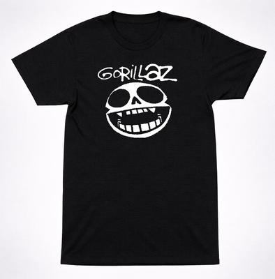 Gorillaz Skull Face Logo T Shirt Alternative Hip Hop Rock Band Tee Black