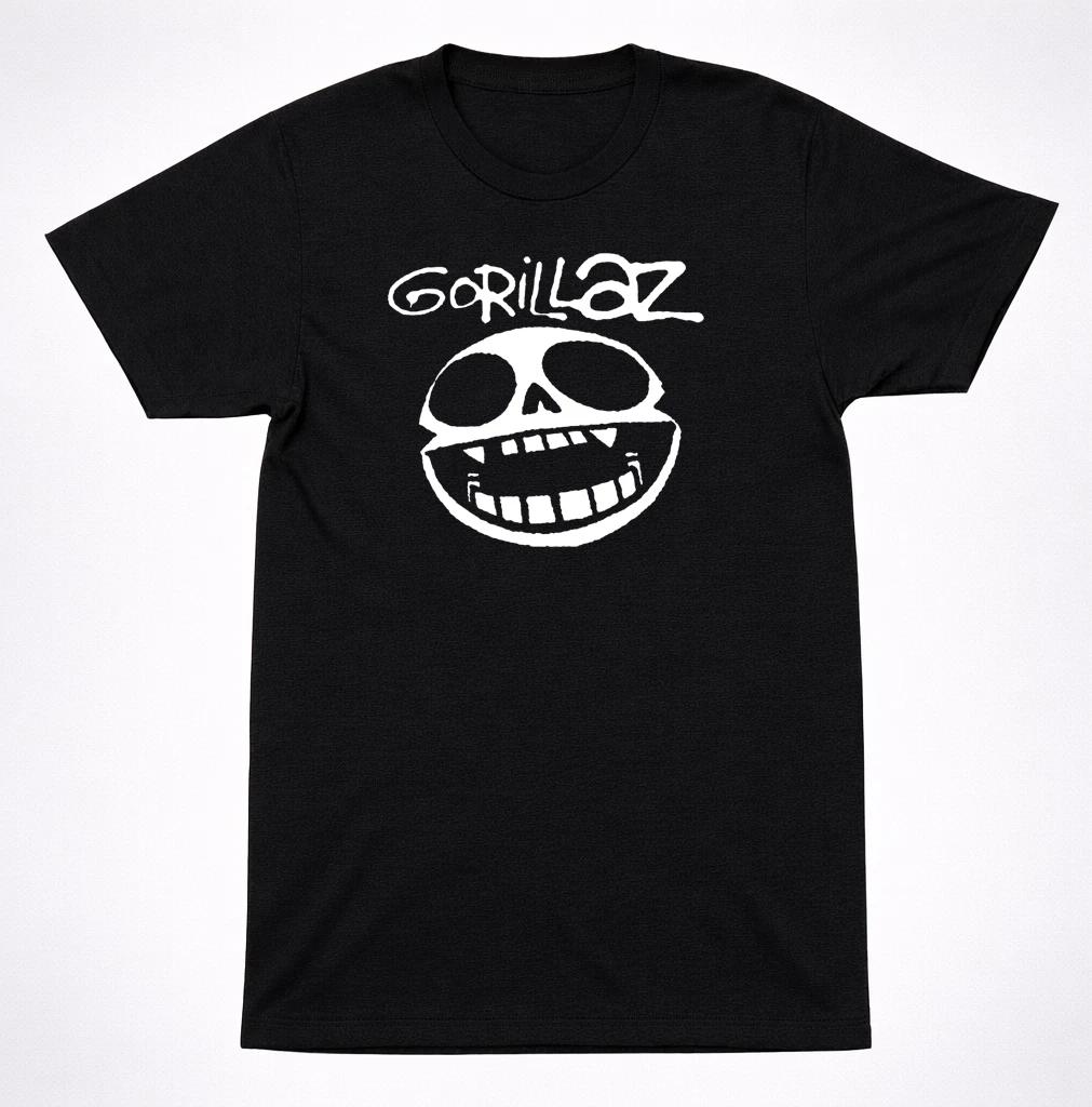 Gorillaz Skull Face Logo T Shirt Alternative Hip Hop Rock Band Tee Black M