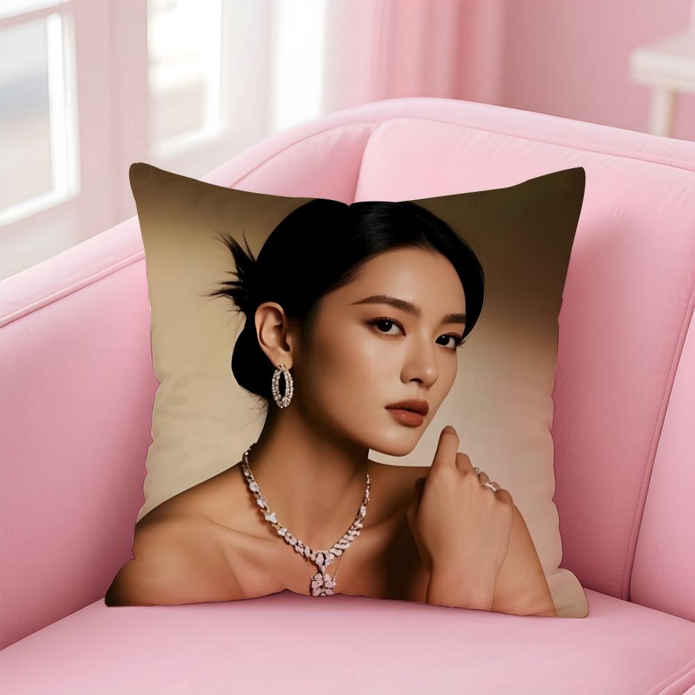 Fashion and Elegant  Chinese Actress NNi Ni Cushion Cover Pillow Case Soft Friendly Fabric  Concealed Zipper