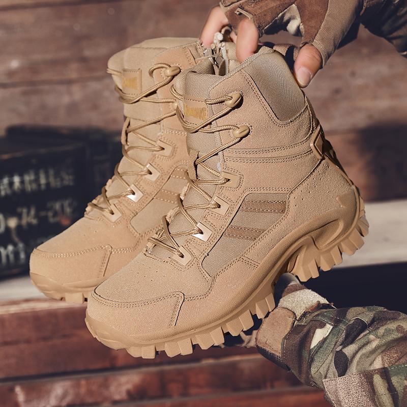 Men's New Big Size High Top Outdoor Style Breathable and Comfortable Anti-slip Shock Absorption Fashion Trend Combat Boots