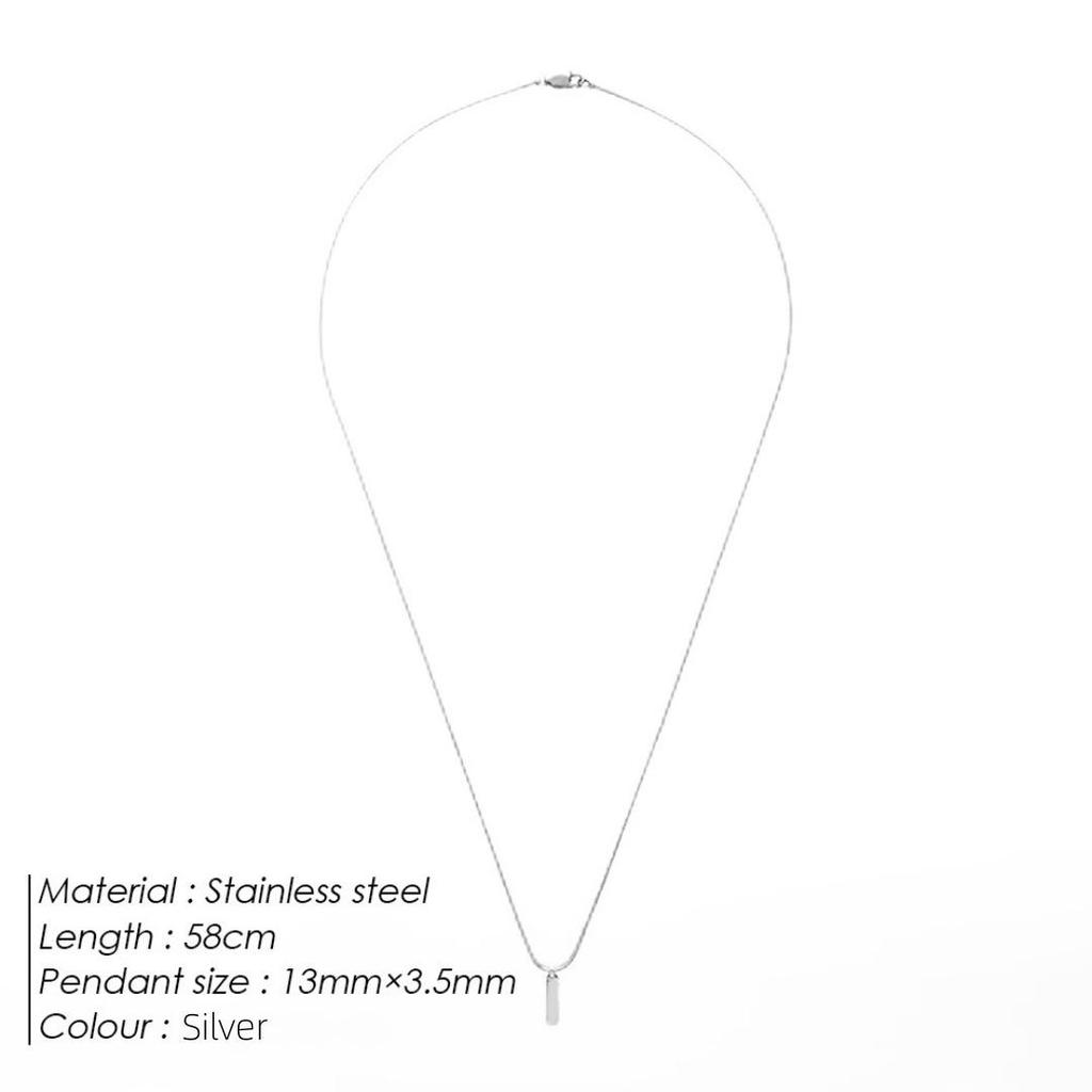 Luxury Snake Bone Chain Necklace: Square Pendant Clavicle Chain In Stainless Steel