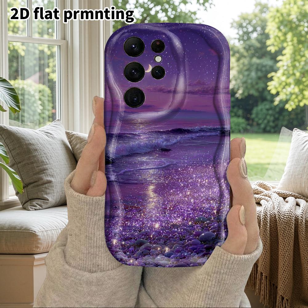 Phone Case: 2D Flat Samsung Galaxy A34 A35 M05 M06 S20 S22 S21 FE Plus 5G Protective Case, Couple Style, Glow-in-the-Dark Beach, Christmas and Hallowe