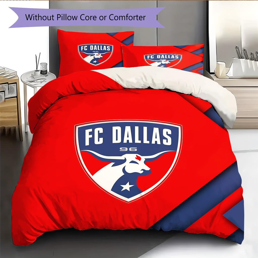 FC Dallas Pattern Bedding Quilt Set  Home Decoration  Gift (1 * duvet cover + 2 * pillowcase  without core)