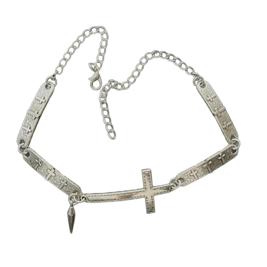 Xiaohongshu Irregular Cross Choker: Summer Silver Necklace for Women, Lightweight Luxury Clavicle Chain, Internet Celebrity Hot Item