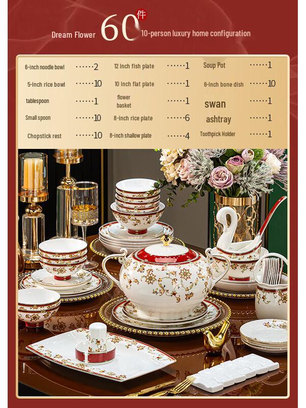 Premium Chinese Wedding & Housewarming Dinnerware Set