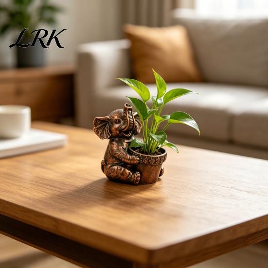 Small Planter Cute Elephant Planter, Animal Flower Pot, Weatherproof Indoor Outdoor Thickened Cactus Air Plant Holder for Home Office Desktop