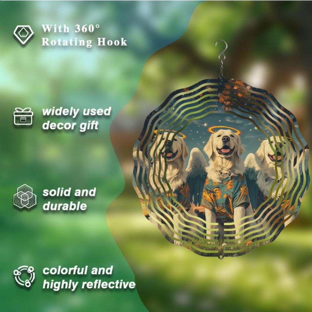 3D Rotating Dog Windmill Pendant Cute Metal Style Turntable Decor Handmade Foldable Wind Chime for Lantern Festival Birthday Party
