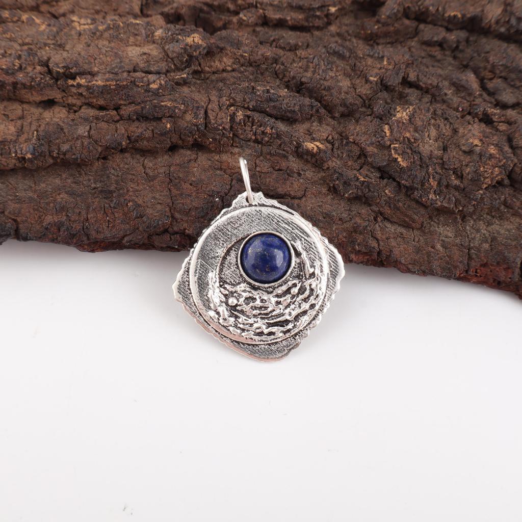 Colgante de Lapislázuli Joyería de Piedras Preciosas Hecha a Mano, Colgante de Plata de Ley 925 Sólida, Colgante de Joyería de Diseño Único