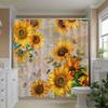 1pc Sunflower and Bee Pattern Shower Curtain, Home Decor Printed Liner No Drill Bathroom Partition