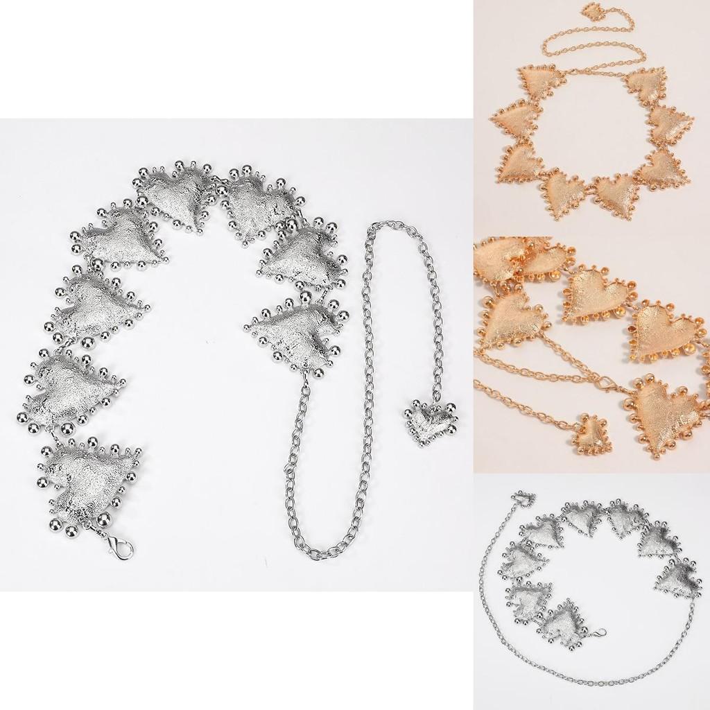 Silver And Gold Metal Waist Chain For Women Decorative Jewelry With Sculpted Details For All Seasons