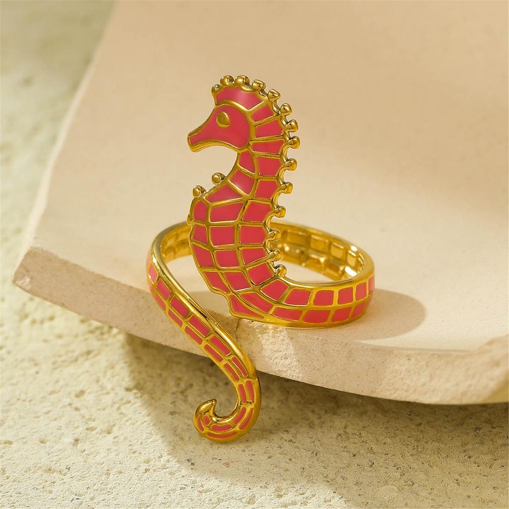 Unique Oil Drop Design Seahorse Ring Adornment For Fashion Enthusiasts And Art Lovers Seeking Individual Style