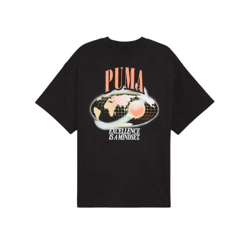 Puma Hoop Dreamz Αθλητικό Casual Μπλουζάκι Κοντομάνικο με Στρογγυλή Λαιμόκοψη Unisex Μπλουζάκια Μαύρο 630503-01