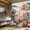 1Pc Tropical Foliage And Palm Tree Shower Curtain - Vibrant Polyester, Machine Washable, Unlined, All-Season Design