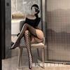 Sexy Lace Jacquard Stockings Women's Suspenders Net Socks Bottoms Black Silk Sex Stockings Thin Large Size