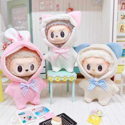 Doll Clothes for 17cm Labubu Dolls Cute Mini Plush Doll's Outfit Accessories Jumpsuit Hoodie Crawling Clothes DIY Fans Girl Gift