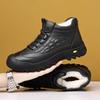 Leather Men Ankle Boots Design Warm Plush Fur Winter Sneakers Casual Leather Shoes Outdoor Basic Boots Plush Warm Snow Boots