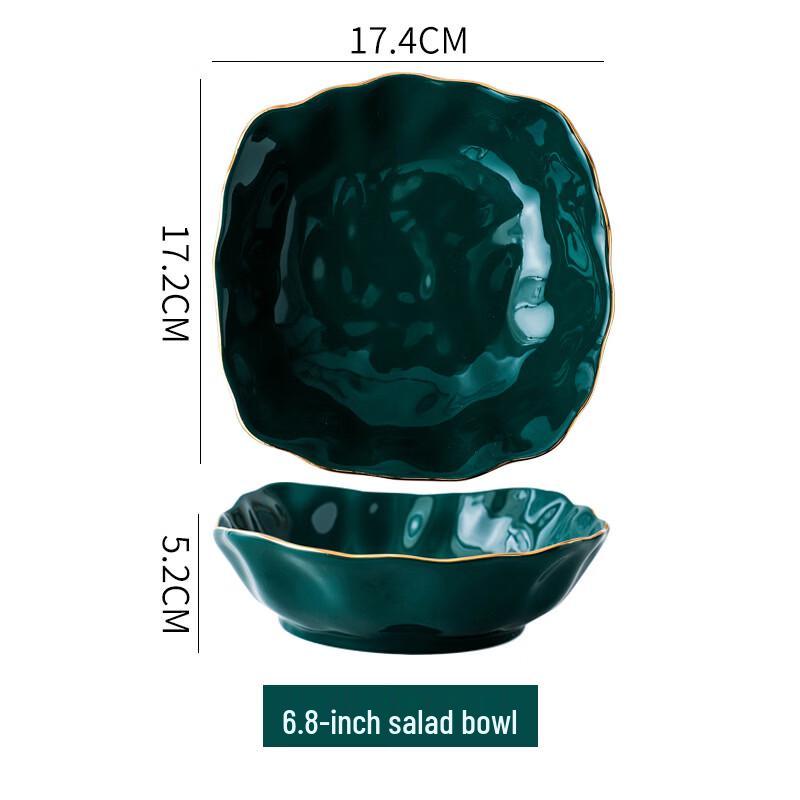 

Premium Gold-Rimmed Irregular Salad Bowls (Set of 2)