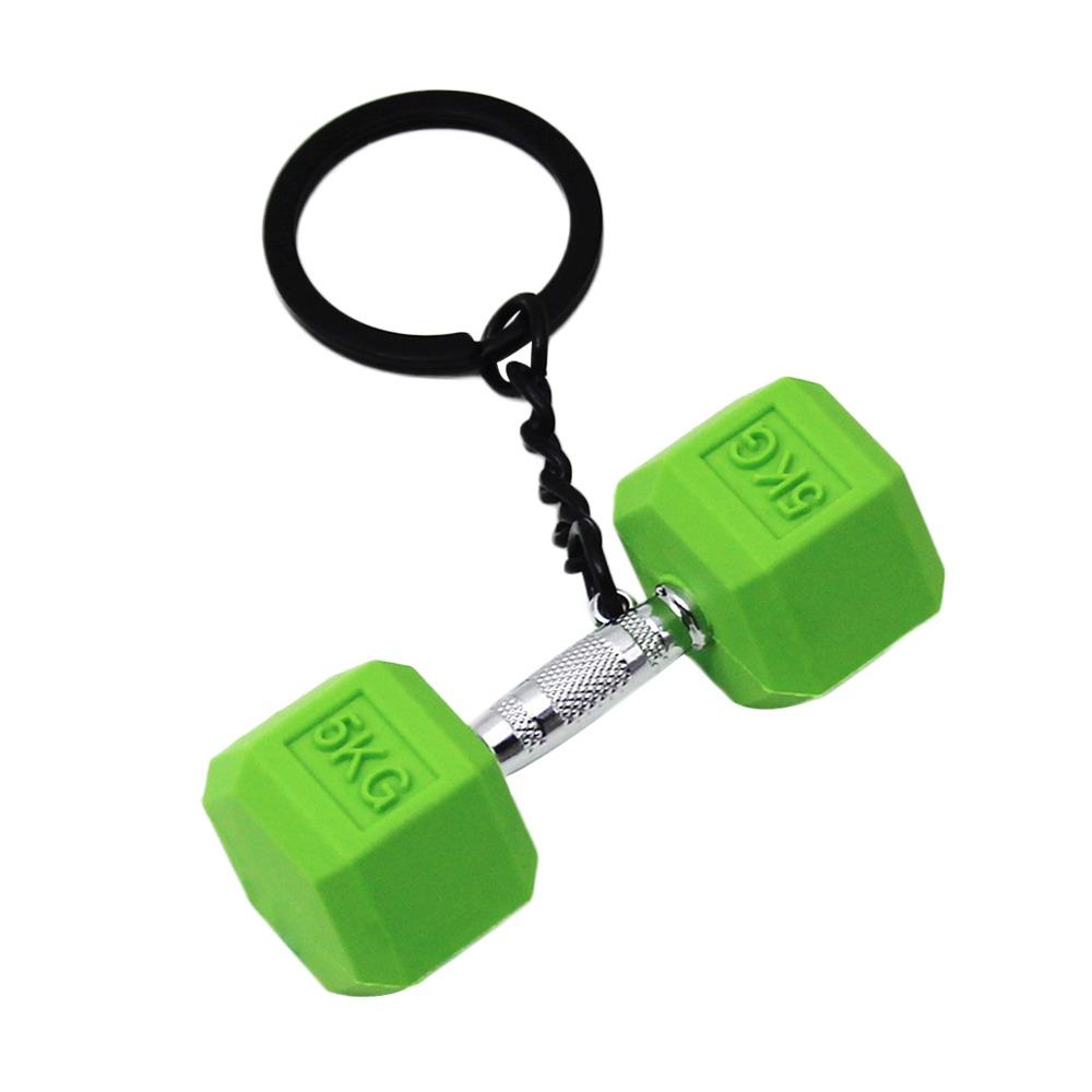New DIY Barbell Keychain PVC Gym Lovers Charms Bags Keychain Kettlebell Dumbbell Pendant Keychain Jewelry Accessories