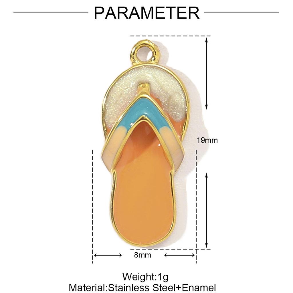 3pcs/Lot Stainless Steel Enamel Palm Flip Flop Shell Diy Charm Women Watermelon Strawberry Necklace Pendant Summer Ocean Jewelry