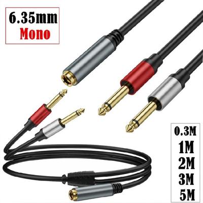 Music Engineer Double 6.35mm Mono Male To Stereo Female Y Adapter Cable 1/4 Mono Male Y Splitter Cord Multiple Length