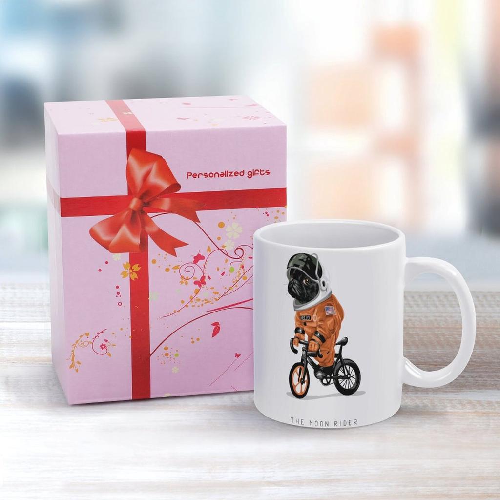 1Pack 11oz White Ceramic Mug Featuring Double-Side Printed Graphic Reliable Coffee Cup For Home Office Use