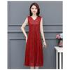 Fashionable V-Neck Sleeveless Dress Elegant Long Vest Dress Breathable Jacquard Fabric Stretchy Summer Dress