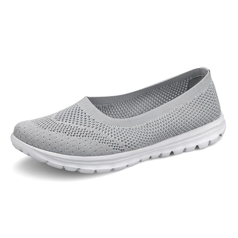 Damenschuhe Frühling/Sommer Atmungsaktive Mesh-Schlupfschuhe für Damen Loafer Leichte Sneakers Ballett Damen Freizeitschuhe 39 graue