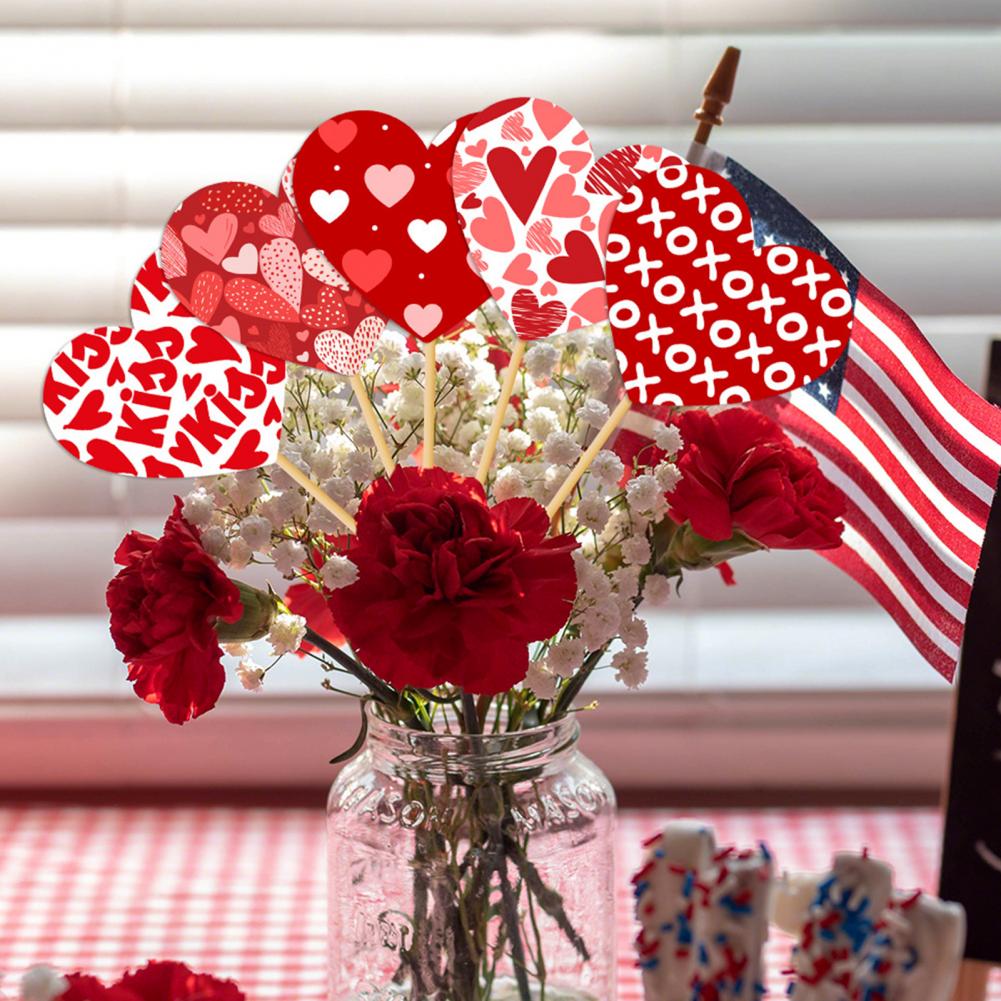15Pcs Heart Vase Floral Insert Set Valentine's Day Romantic Table Decor for Centerpiece Party Wedding Decoration