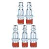 5Pcs Metal Pneumatic Connector with 1/4in NPT Male Thread Coated With Glue Hose Quick Connector US Type Air Hose Adapter Plug