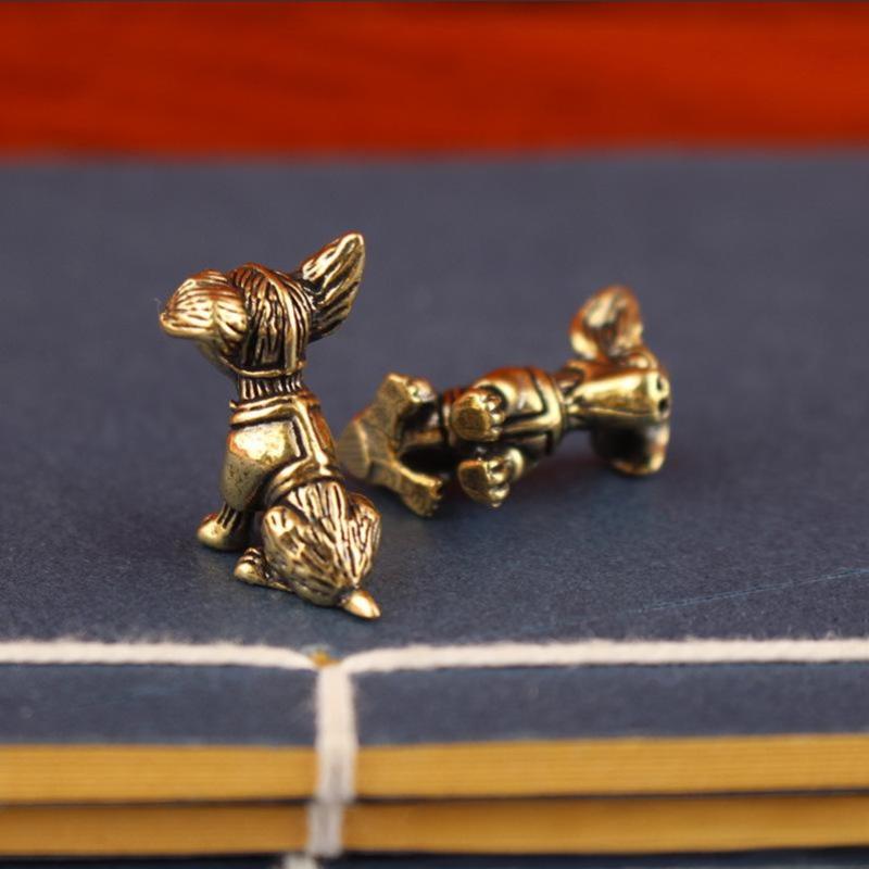 Bronze Sculpture Solid Copper Puppy Brass Ornaments Zodiac Dog Ornaments Antique Old Brass Tea Pet Small Ornaments