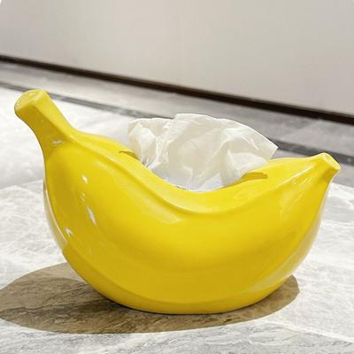 Creative Ceramics Banana Tissue Box Exquisite Modern Stylish Napkin Storage Box Household Facial Paper Organizer Bedroom