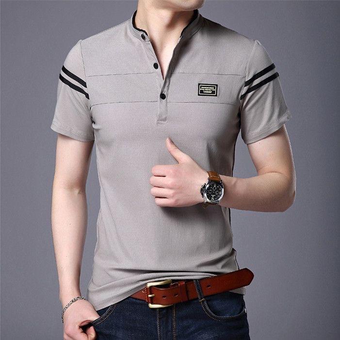 Men's Summer POLO T-shirt Casual Cotton Breathable Top Stand Up Neck Short Sleeve Korean Comfortable T-shirt