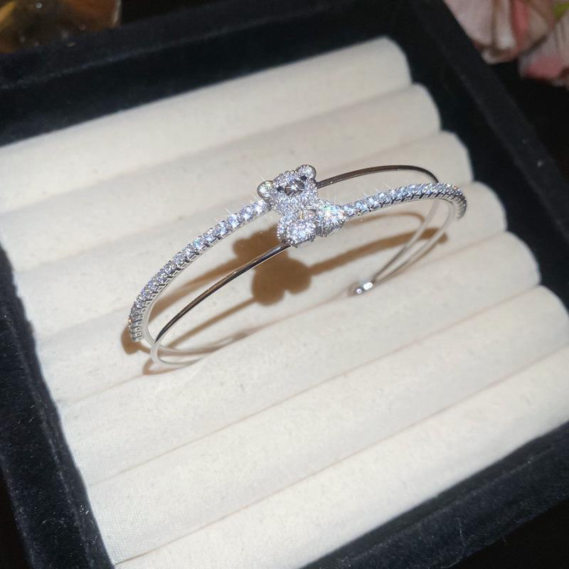 Elegant Zircon Teardrop Multi-Layer Open Bangle Bracelet for Women